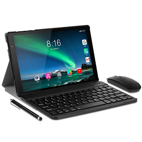 10 Inch Tablet with wifi offers - TOSCiDO P101 Android 10.0, Octa Core, 1920x1200 HD IPS, 64G ROM, 4GB RAM, 13MP and 5MP Camera, 5G WiFi Tablet / Bluetooth / GPS, Include Keyboard, Mouse, Cover - Black