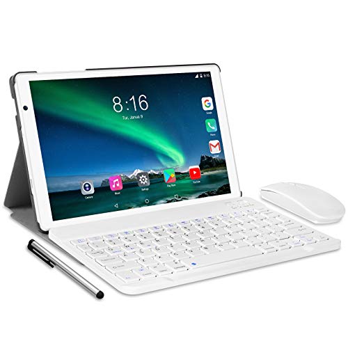 10 Inch Tablet with wifi offers - TOSCiDO P101 Android 10.0, Octa Core, 1920x1200 HD IPS, 64G ROM, 4GB RAM, 13MP and 5MP Camera, 5G WiFi Tablet / Bluetooth / GPS, Include Keyboard, Mouse, Cover - Silver